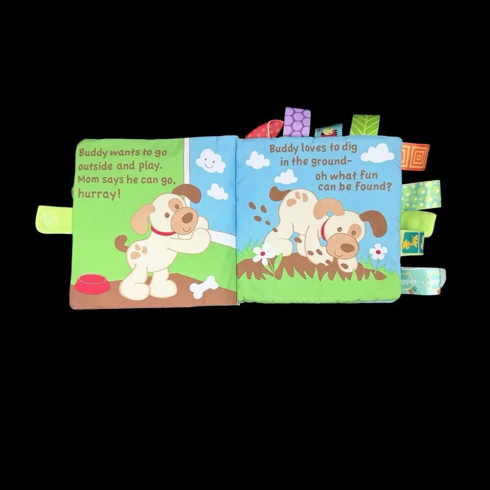 Mary Meyer Taggies Buddy Dogs Busy Day Activity Cloth Book Squeaker Baby Toy